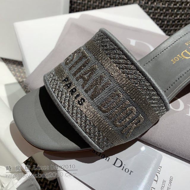 DIOR女鞋 迪奧2021專櫃新款磨砂新大底涼拖 Dior一字型刺繡平拖  naq1504